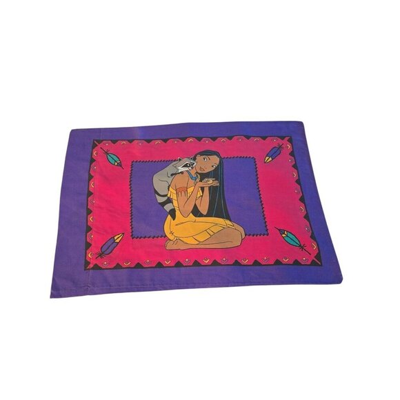 Vintage 90s Disney Pocahontas & Meeko Double Sided Pillowcase Standard - Picture 1 of 15